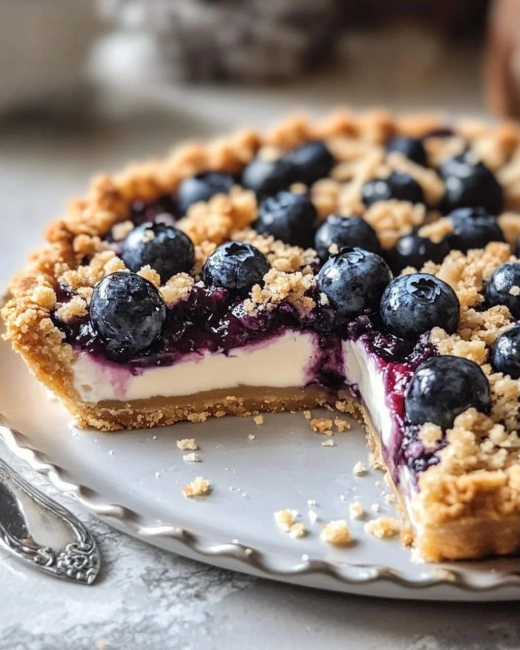 Blaubeer-Tarte mit Vanille-Schmand und Streuseln