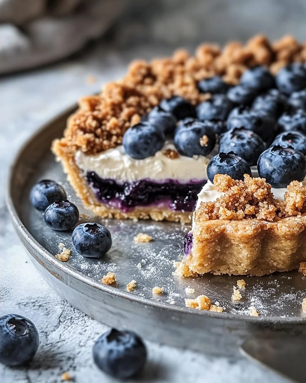 Blaubeer-Tarte mit Vanille-Schmand und Streuseln