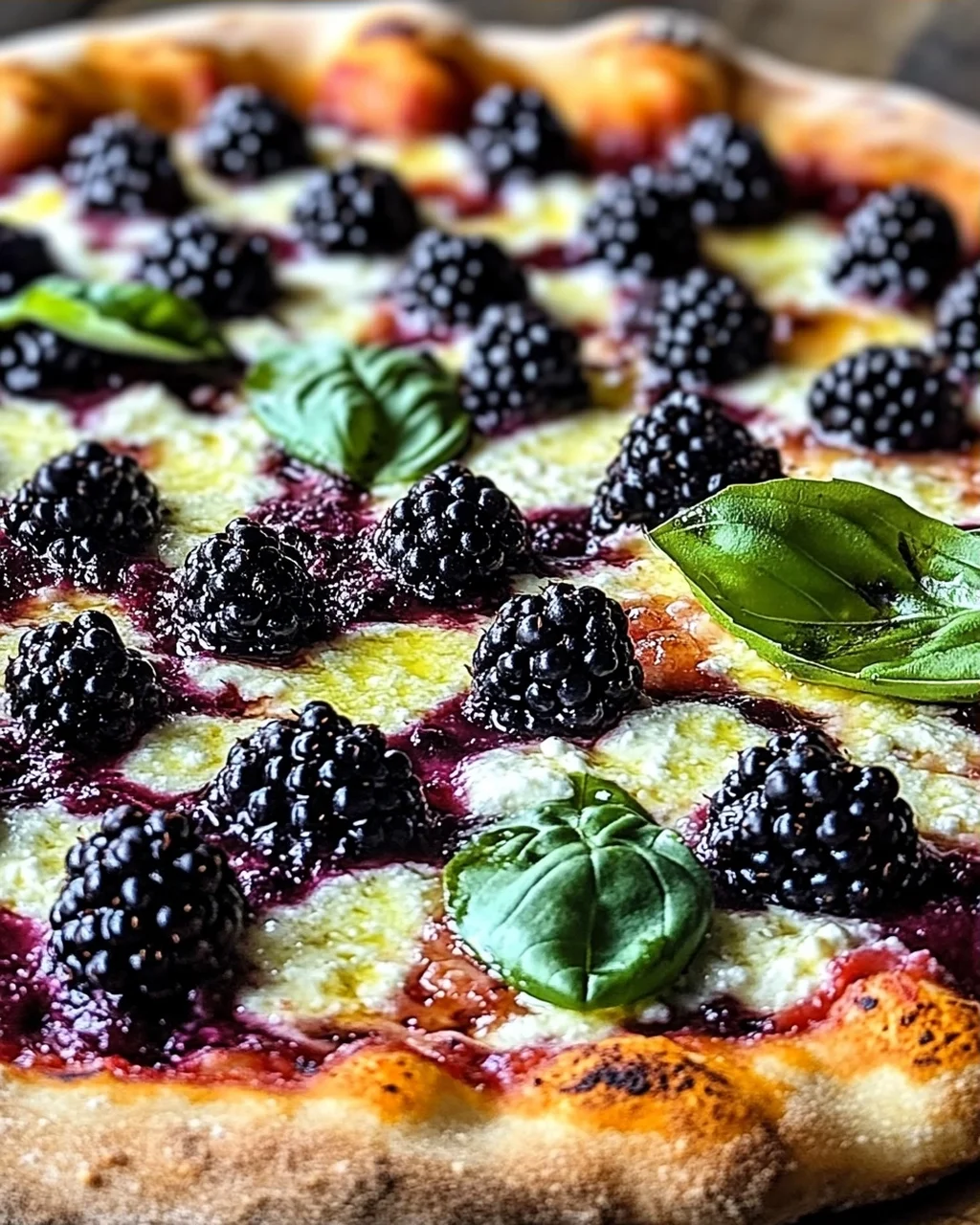 Brombeer-Basilikum-Ricotta-Pizza für den Sommerzauber