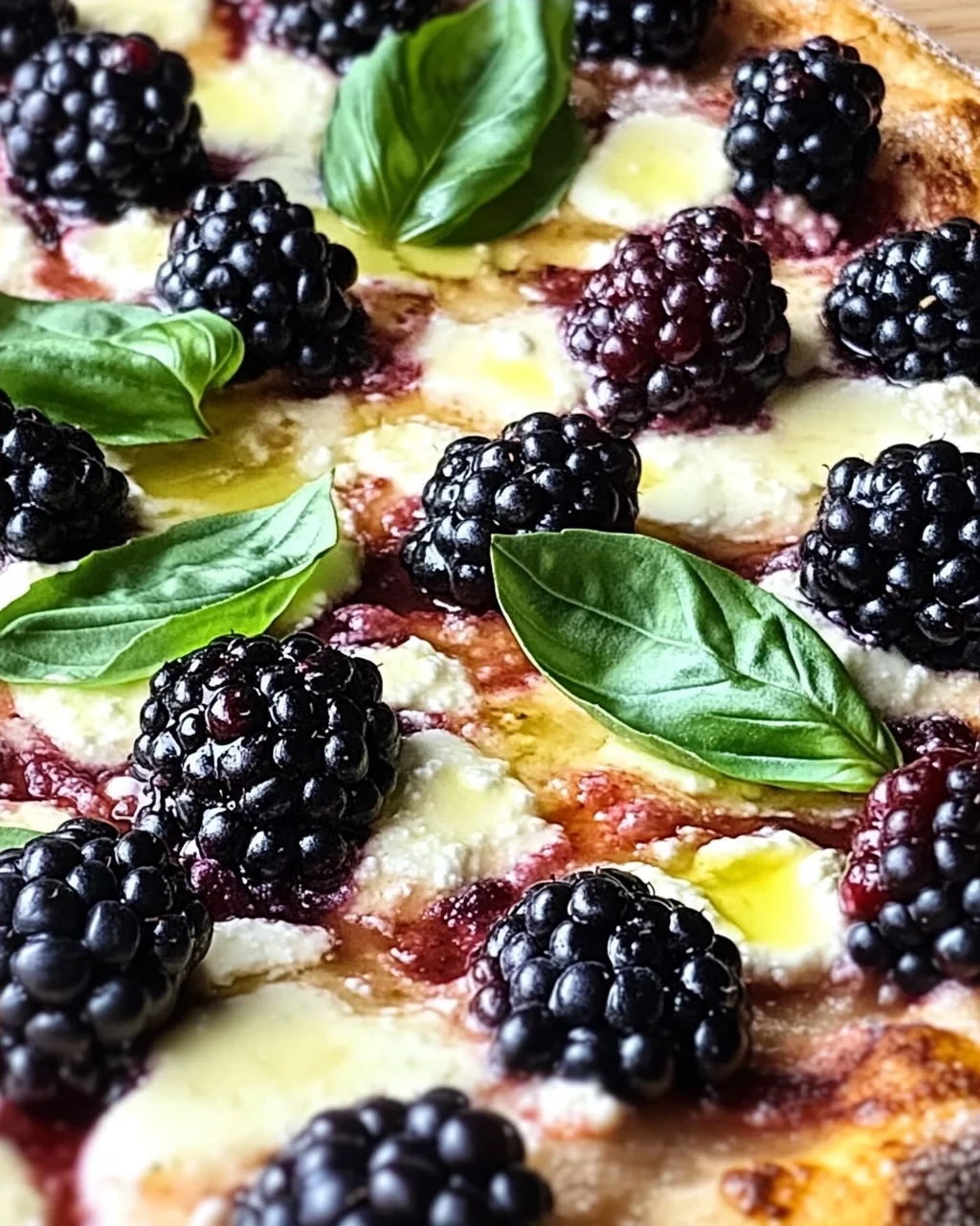 Brombeer-Basilikum-Ricotta-Pizza für den Sommerzauber