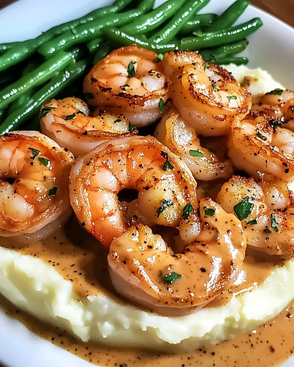 Cajun Garnelen mit Knoblauchcreme und Beilagen