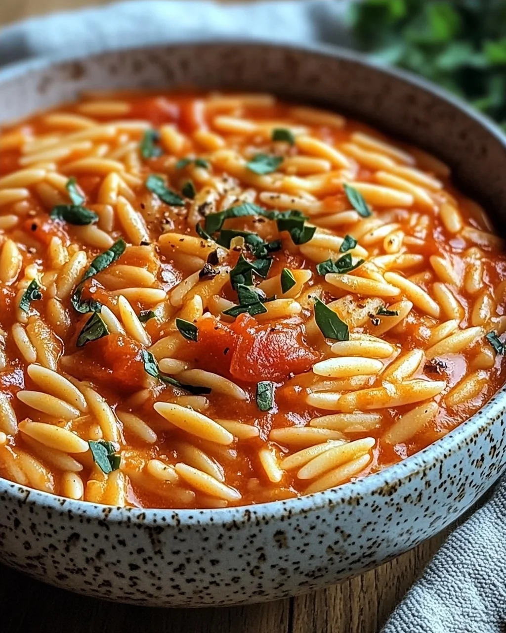 Creamy Vegan Tomato Orzo mit Kokosmilch