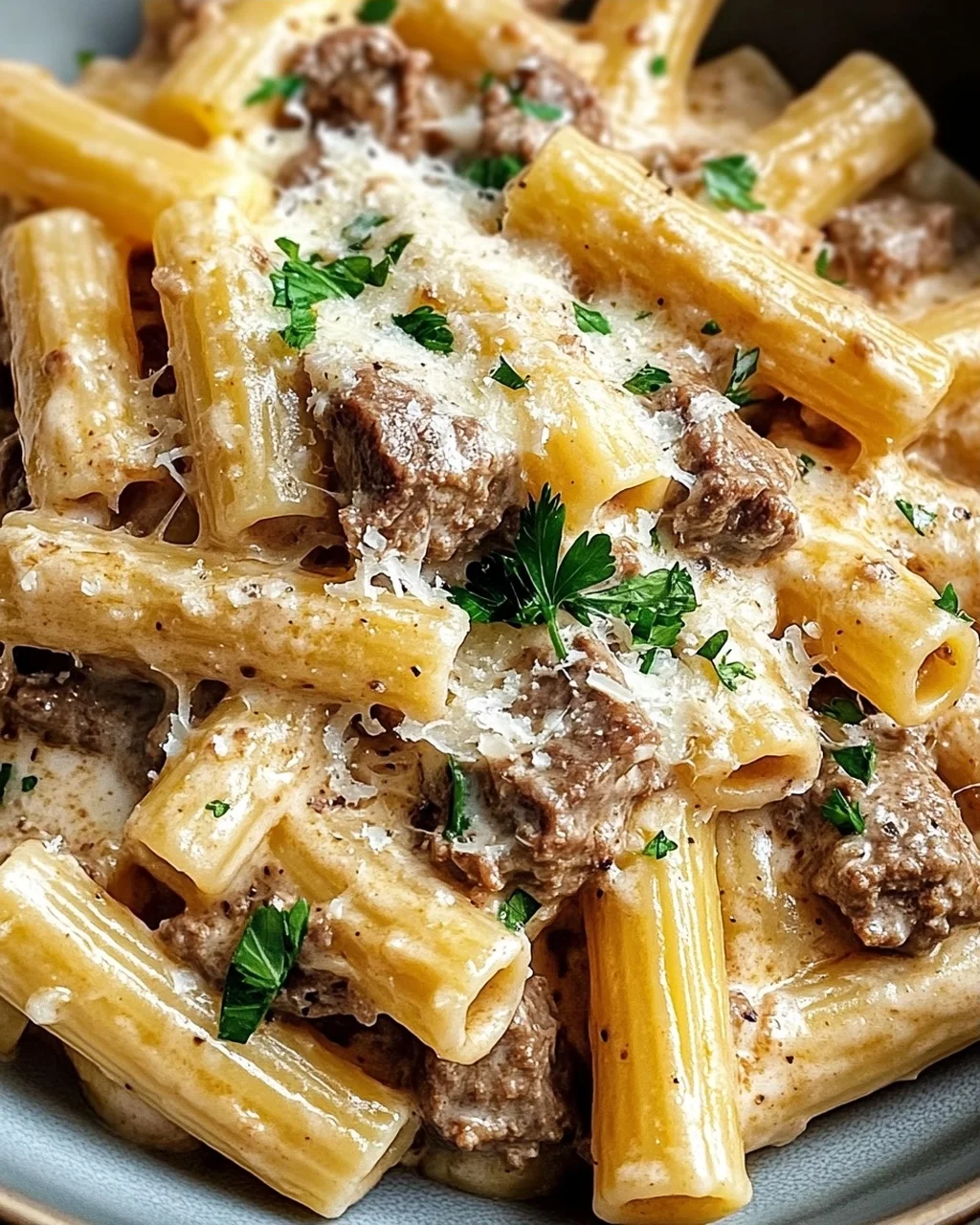 Cremige Parmesan-Rinder-Rigatoni: Herzhaft, schnell & unwiderstehlich!