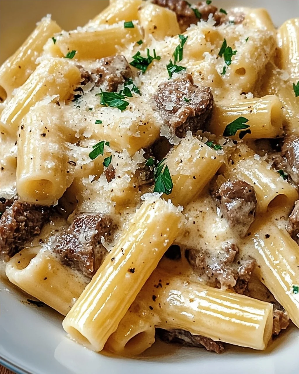 Cremige Parmesan-Rinder-Rigatoni: Herzhaft, schnell & unwiderstehlich!