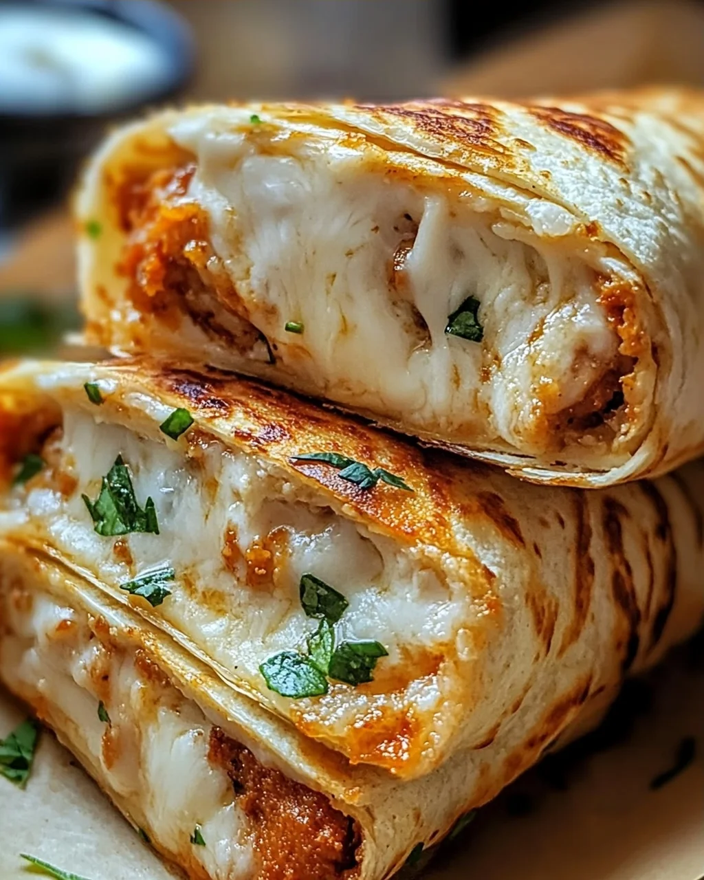 Crispy Cheesy Garlic Chicken Wraps