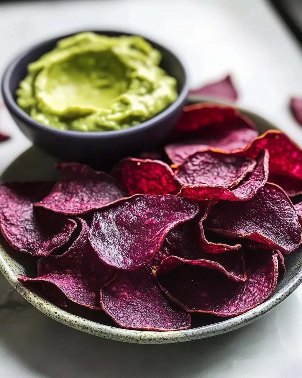 Crispy Rote Bete Chips mit Avocadocreme Dip – Gesund & Lecker!