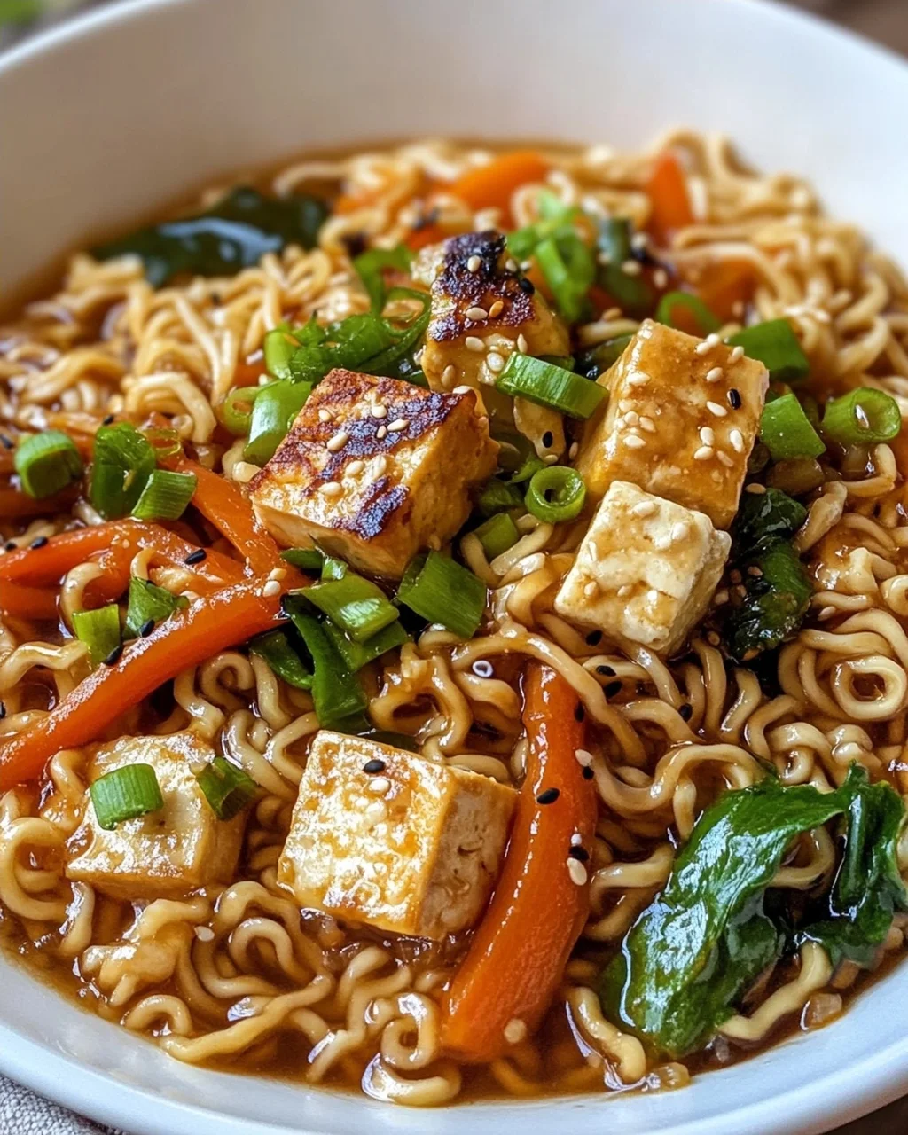 Einfache vegane Ramen-Nudeln mit köstlicher Sauce Rezept