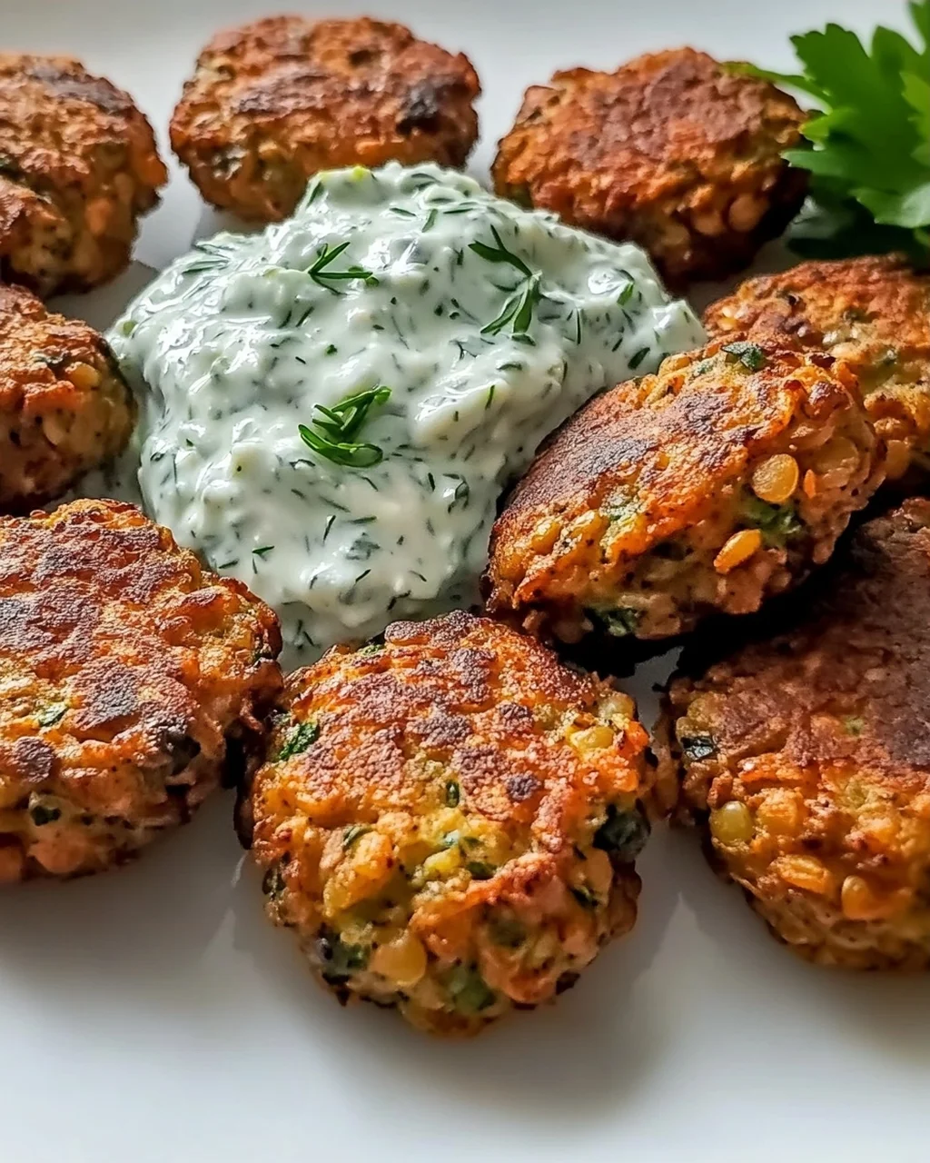 Gebratene griechische Linsenfrikadellen mit Tzatziki Rezept