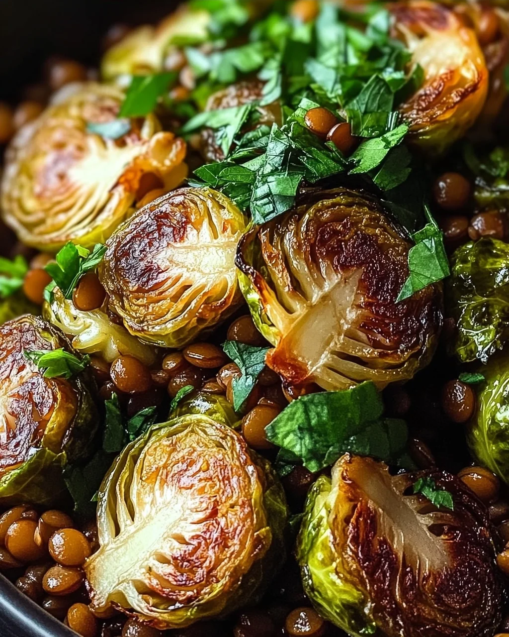 Gebratener Rosenkohl mit Berglinsen