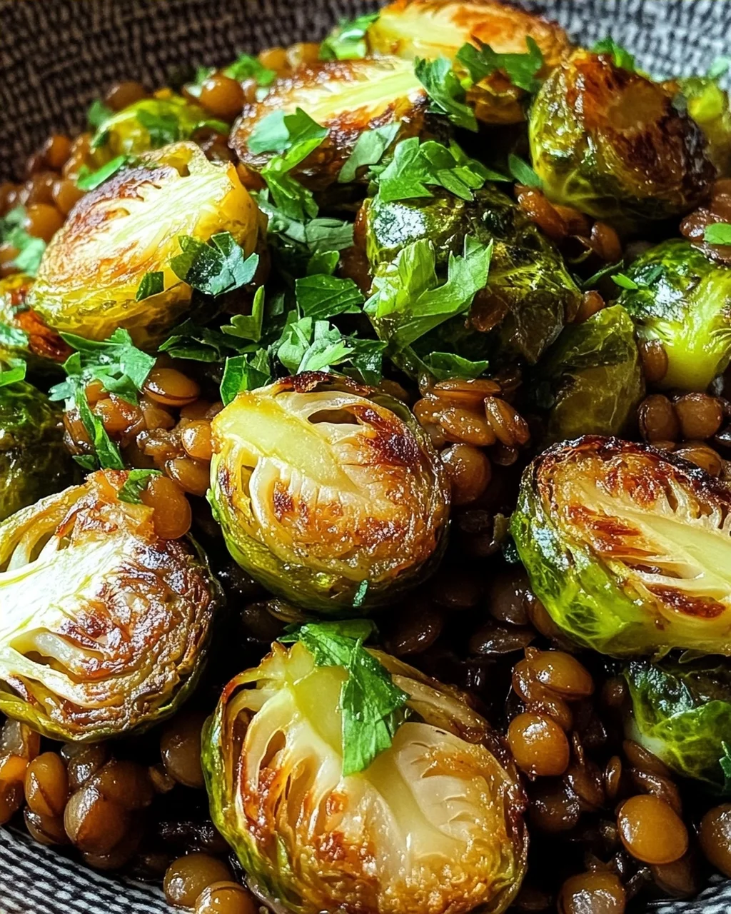 Gebratener Rosenkohl mit Berglinsen