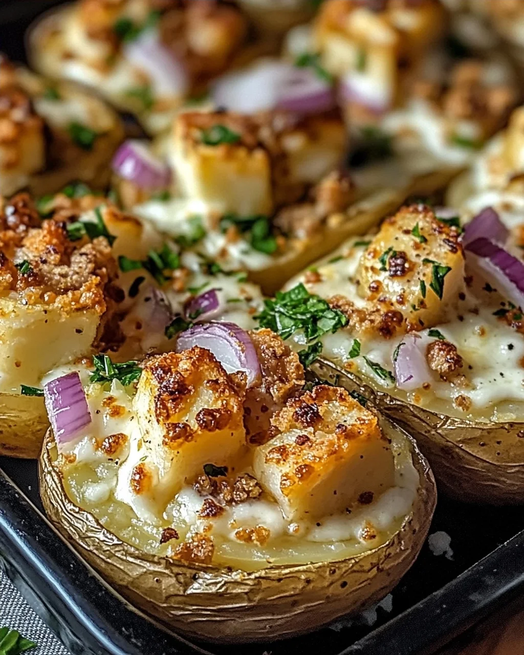 Gefüllte Kartoffeln nach Flammkuchen-Art Rezept