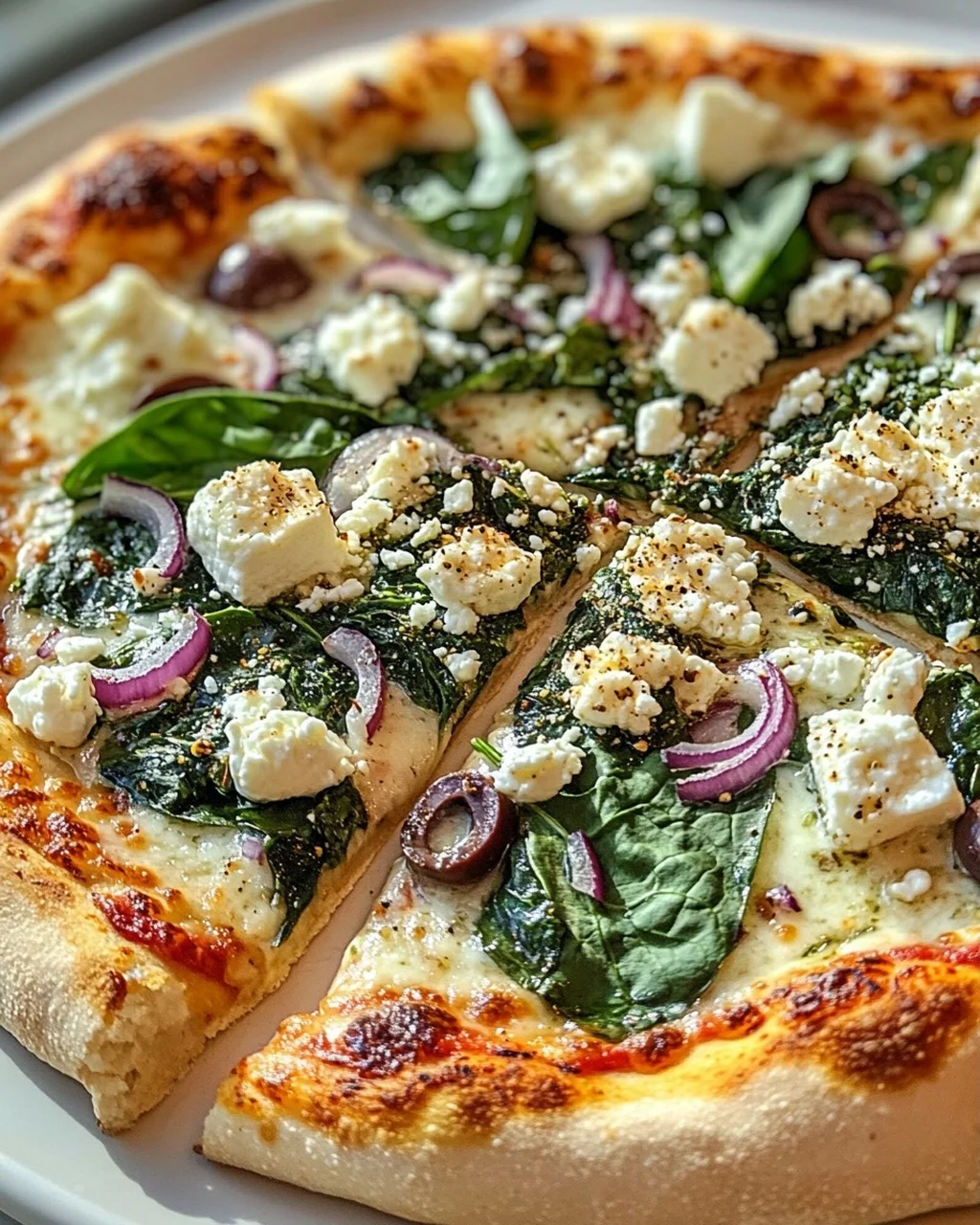 Griechische Pizza: Gerösteter Knoblauch & Spinat Genuss!