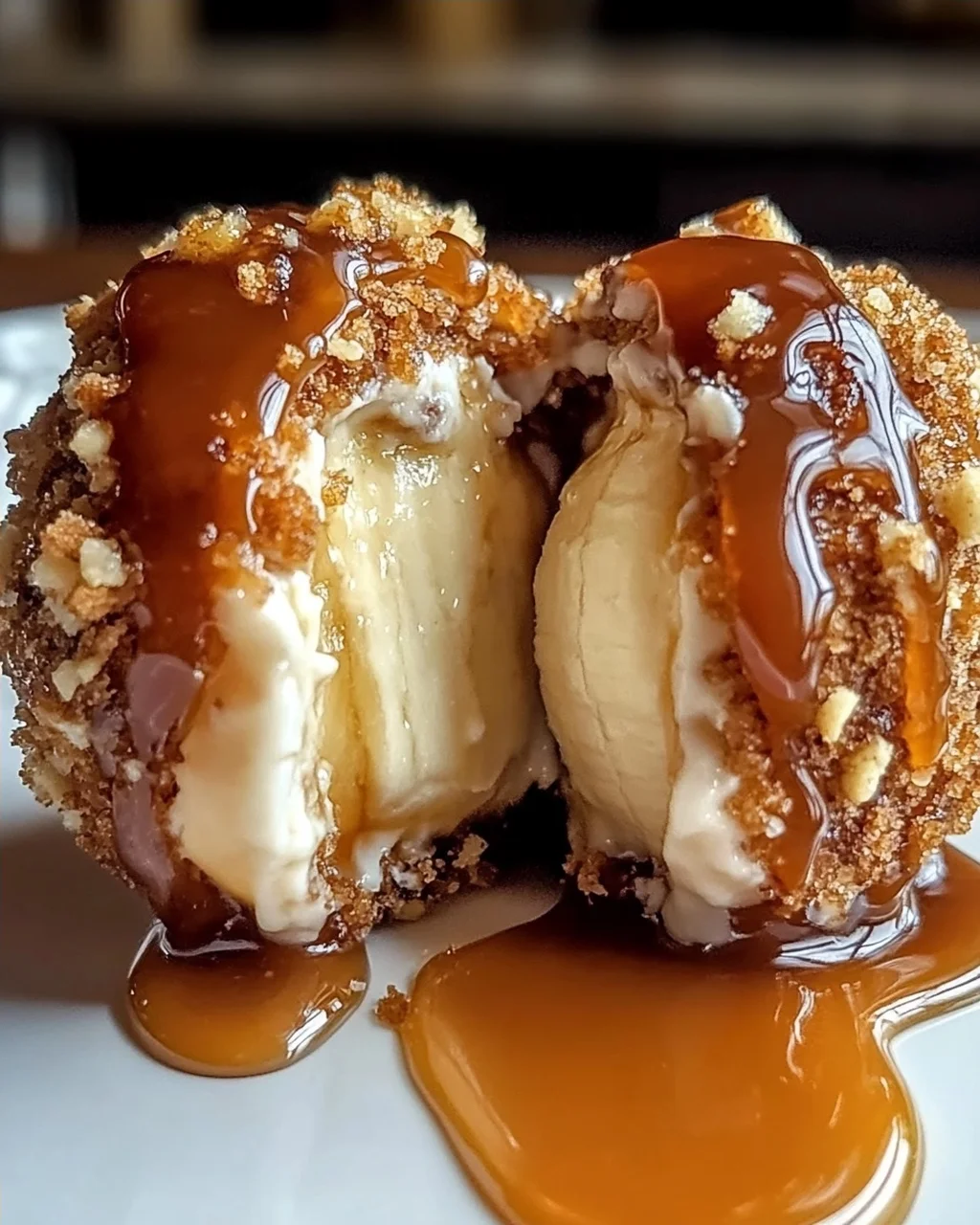 Karamell-Bananen-Käsekuchen-Crunch-Bomben ganz leicht