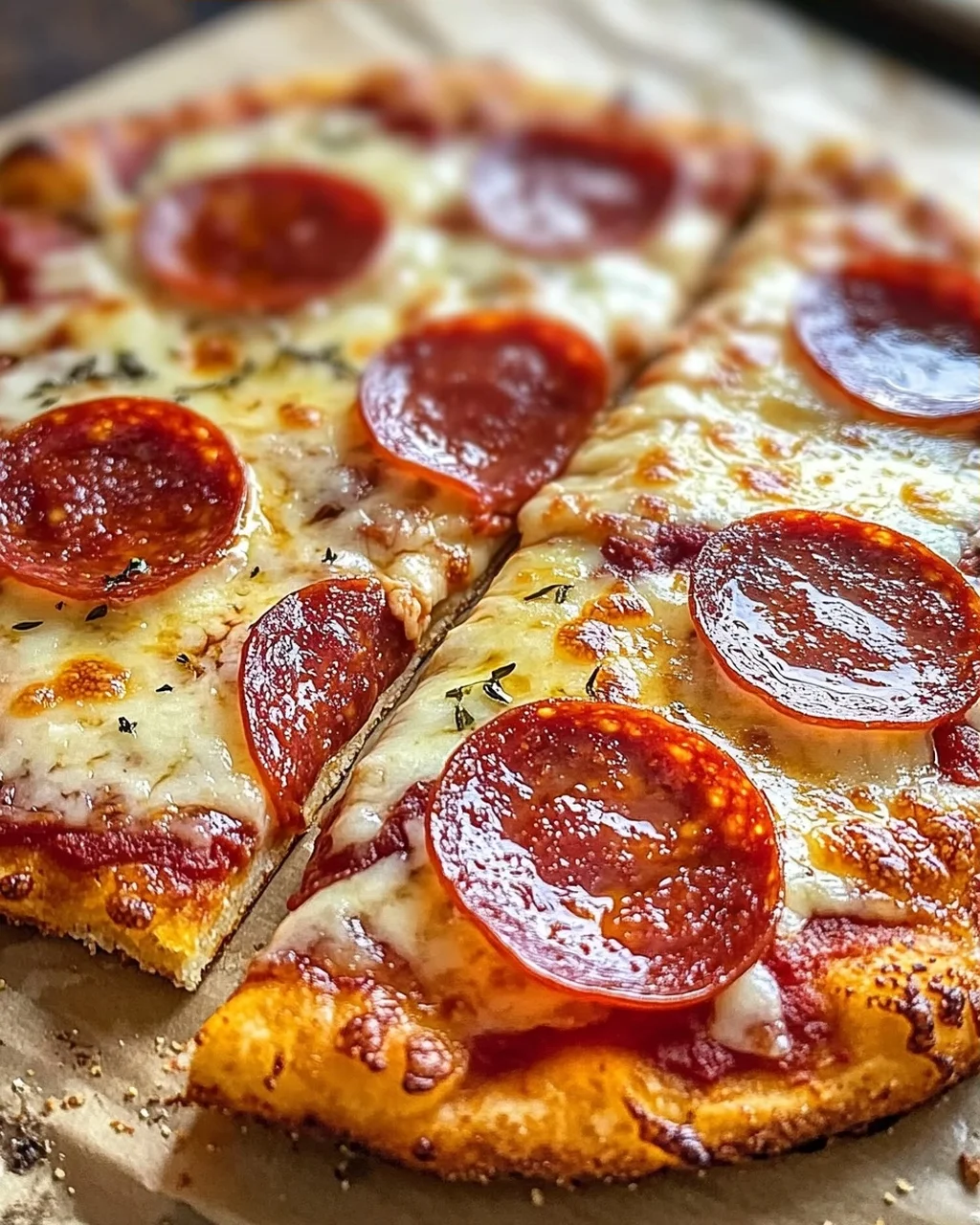 Klassische Heißluftfritteuse Hüttenkäse Pizzaboden