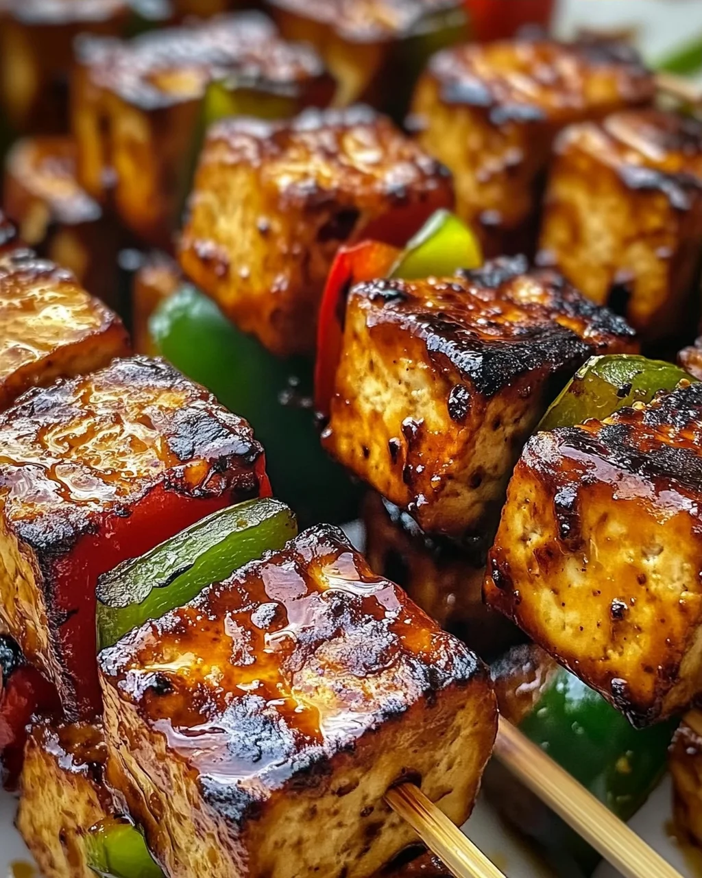 Knoblauch-Soja-Glasierte Tofu-Spieße