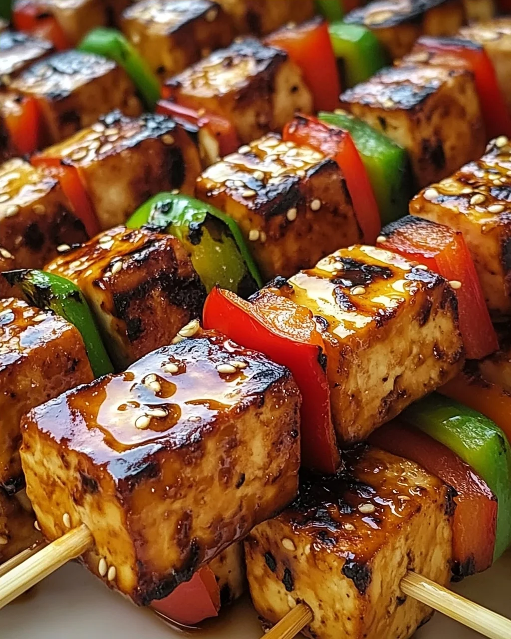 Knoblauch-Soja-Glasierte Tofu-Spieße