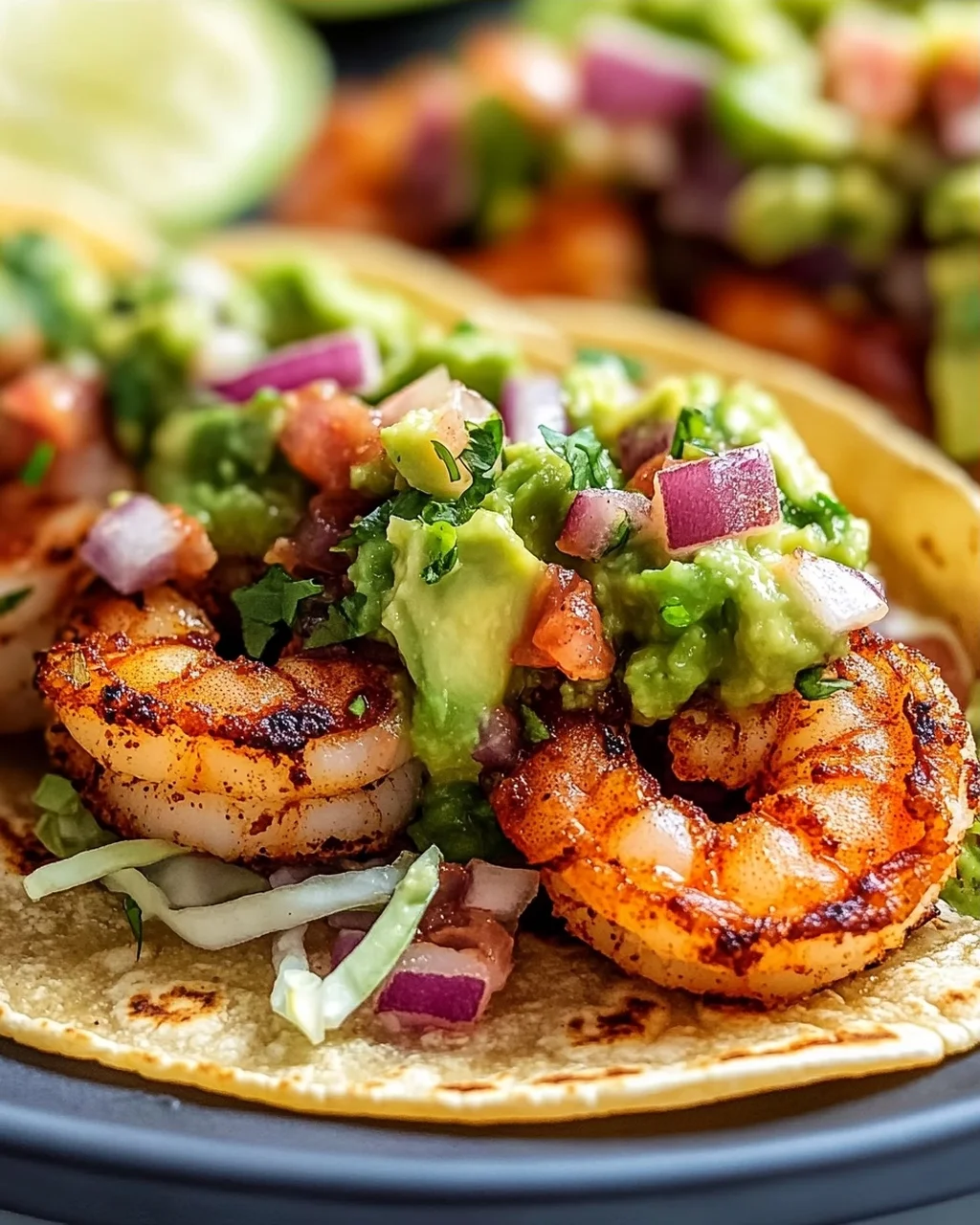 Knusprige Air Fryer Shrimp Tacos mit Avocado Salsa