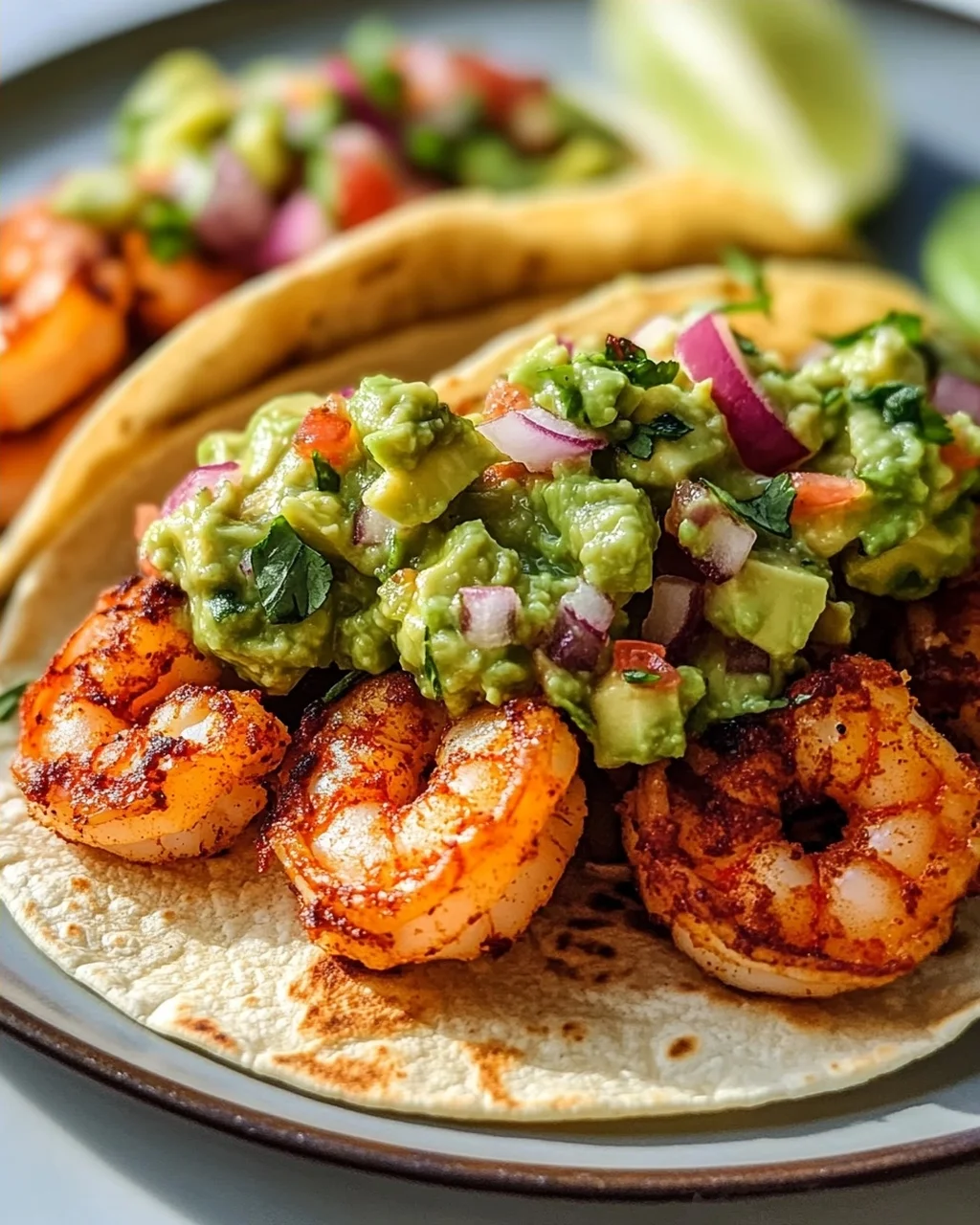 Knusprige Air Fryer Shrimp Tacos mit Avocado Salsa
