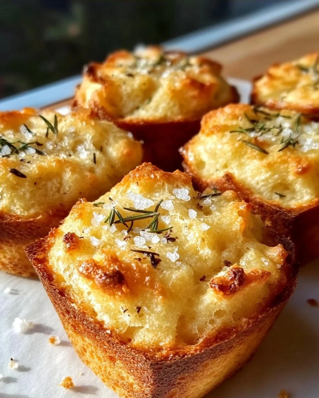 Knusprige Goldene Knoblauch-Rosmarin Focaccia Muffins