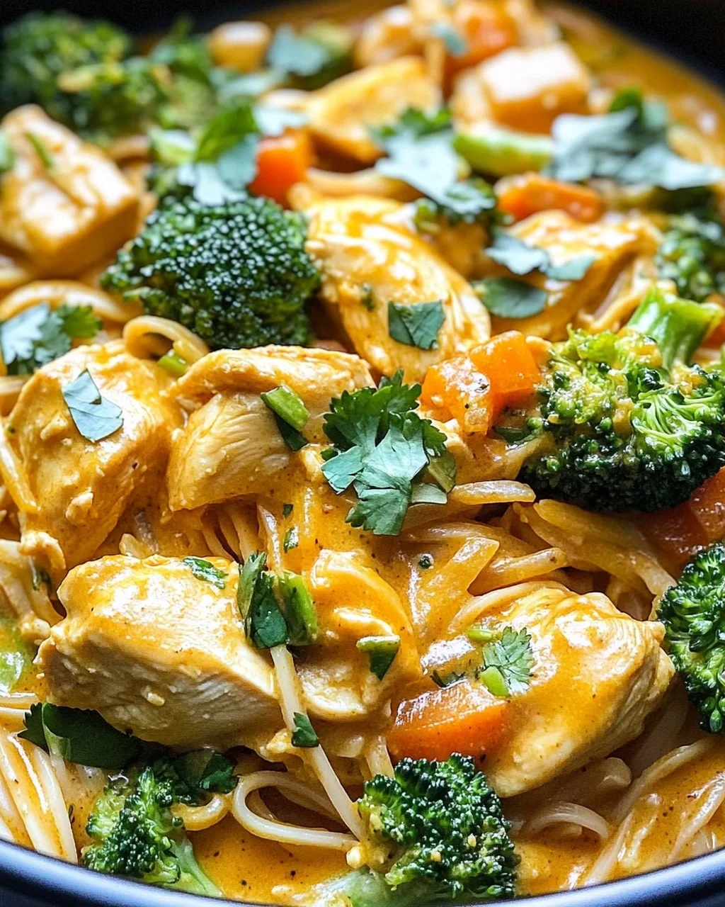 Kokosnuss-Curry-Hühnchen und Reisnudeln leicht gemacht
