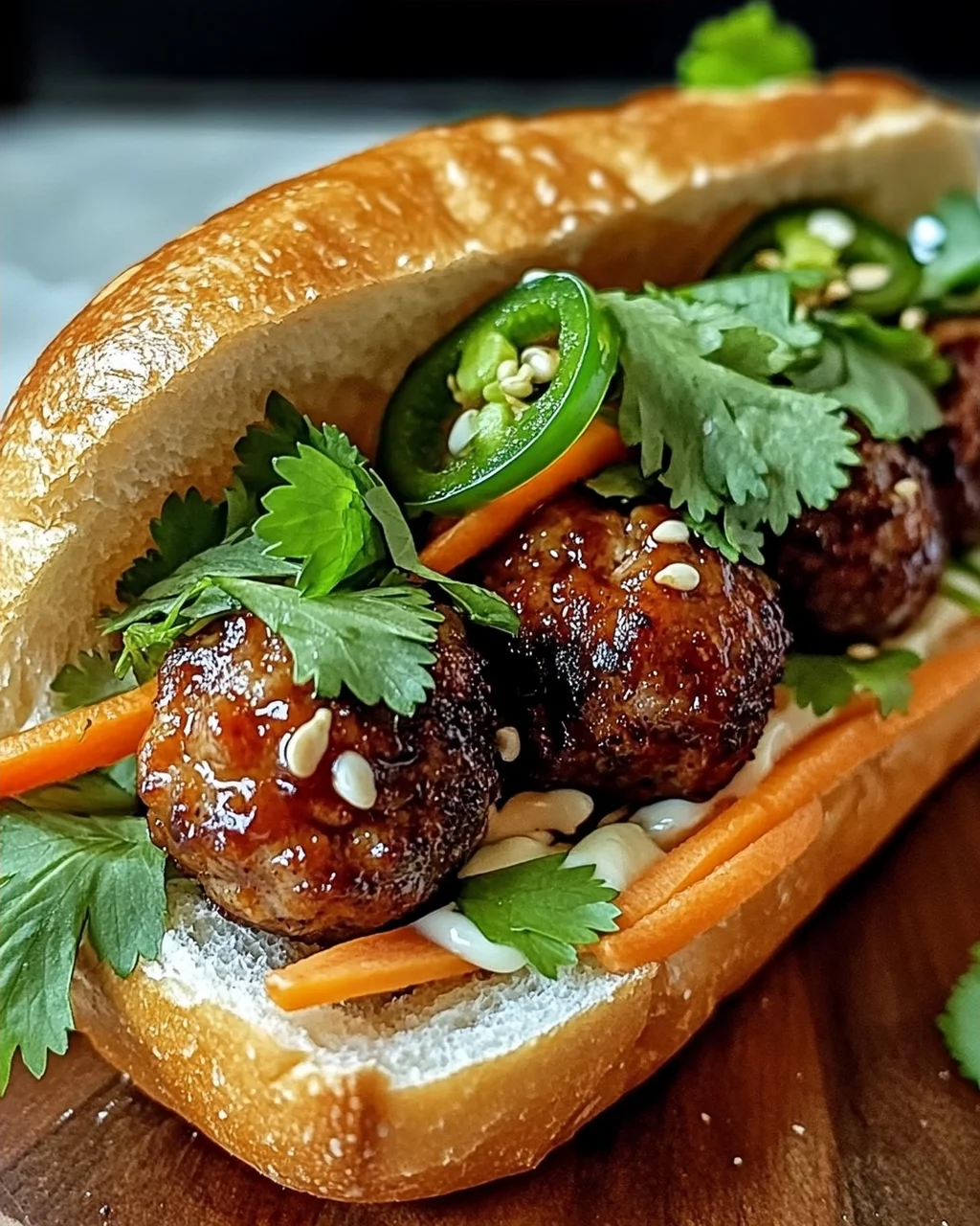 Koreanisches BBQ-Fleischbällchen Banh Mi für Genießer