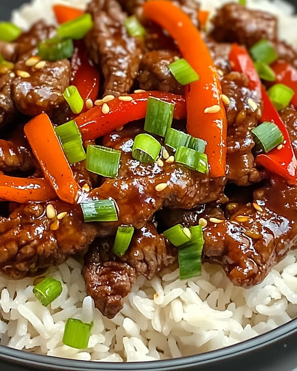 Krosse Chili Rindfleisch Reis in 15 Minuten