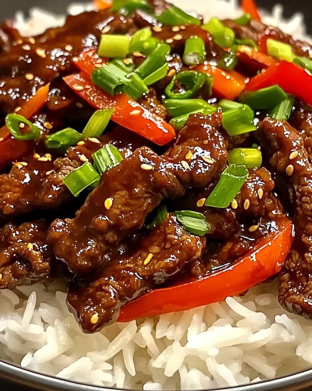 Krosse Chili Rindfleisch Reis in 15 Minuten