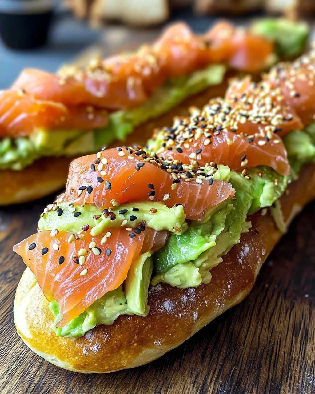 Lachs Avocado Laugenstange mit Topping