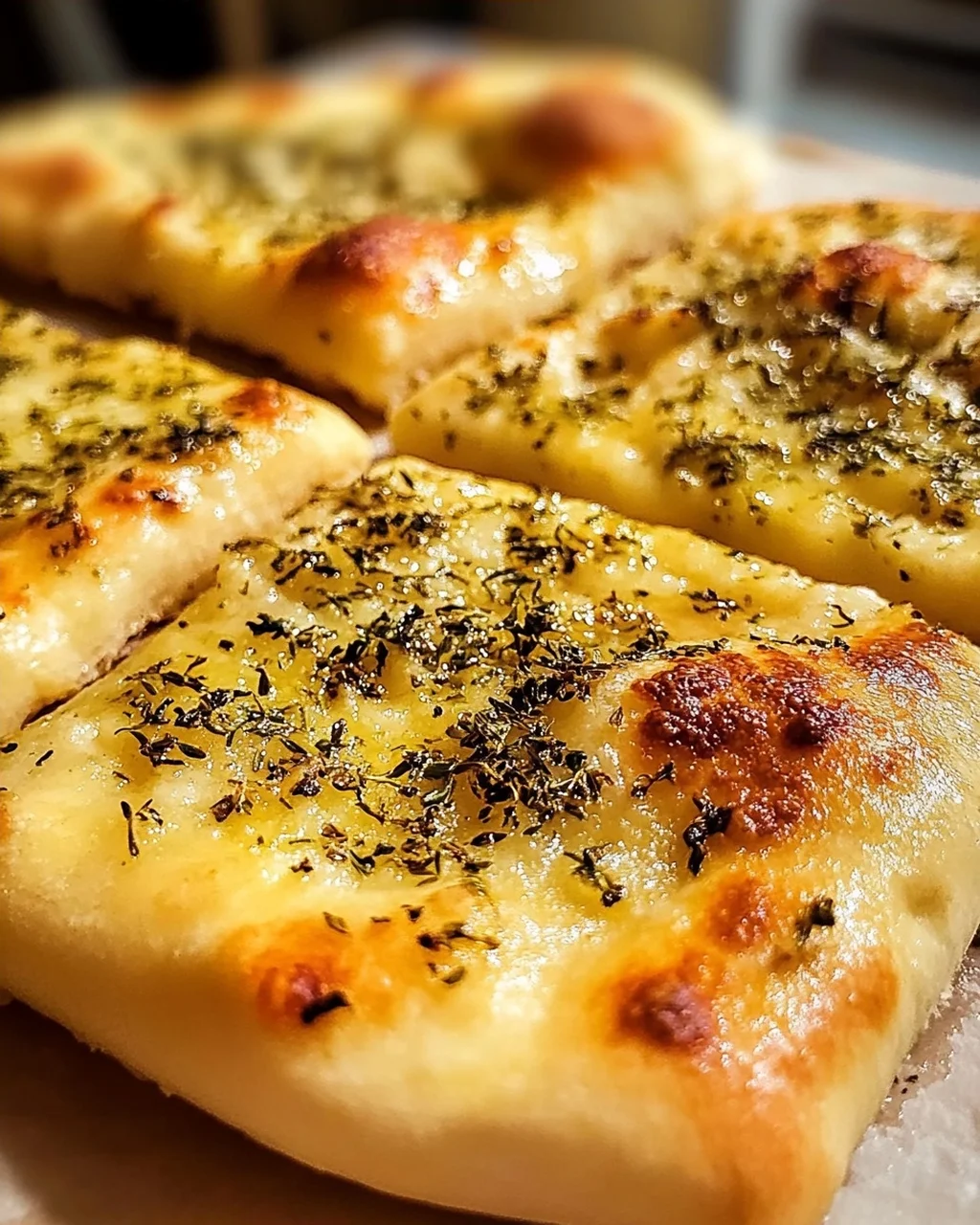 Leckeres Pizzabrot mit Knoblauch und Kräutern Rezept