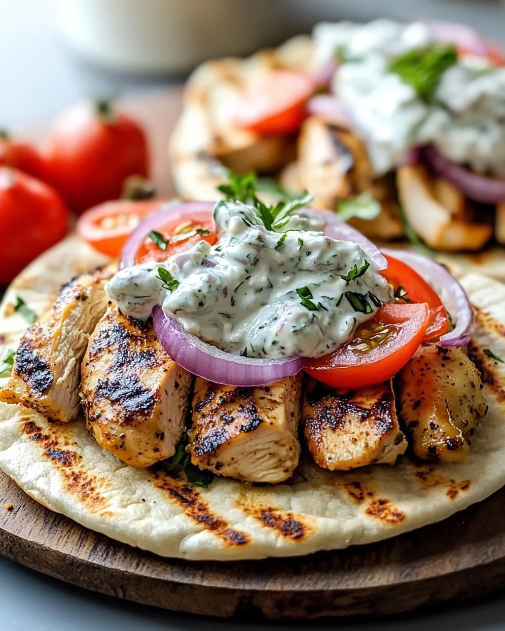 Mediterranes Hähnchen-Gyros mit cremigem Feta-Tzatziki