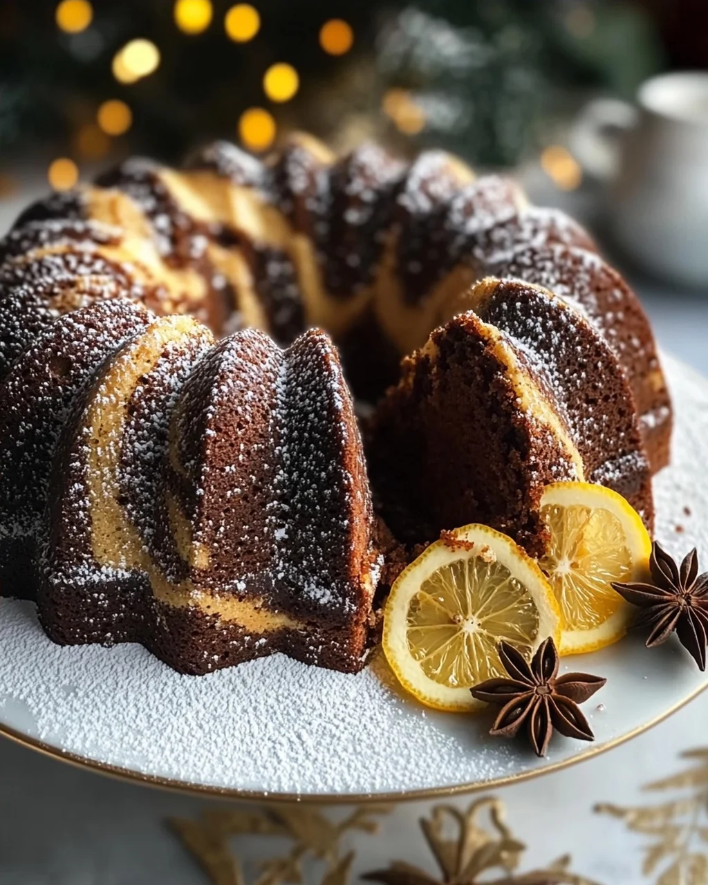 Mein Winter Weihnachtskuchen Marmor Lebkuchen Gugelhupf