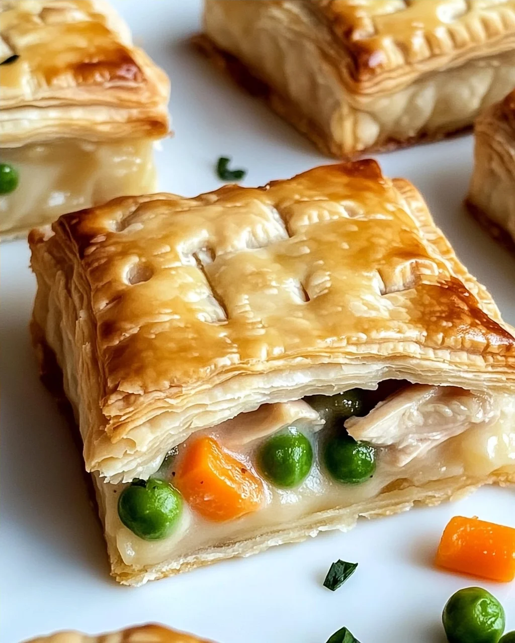 Mini-Hühnchentopf-Pasteten mit Blätterteig genießen