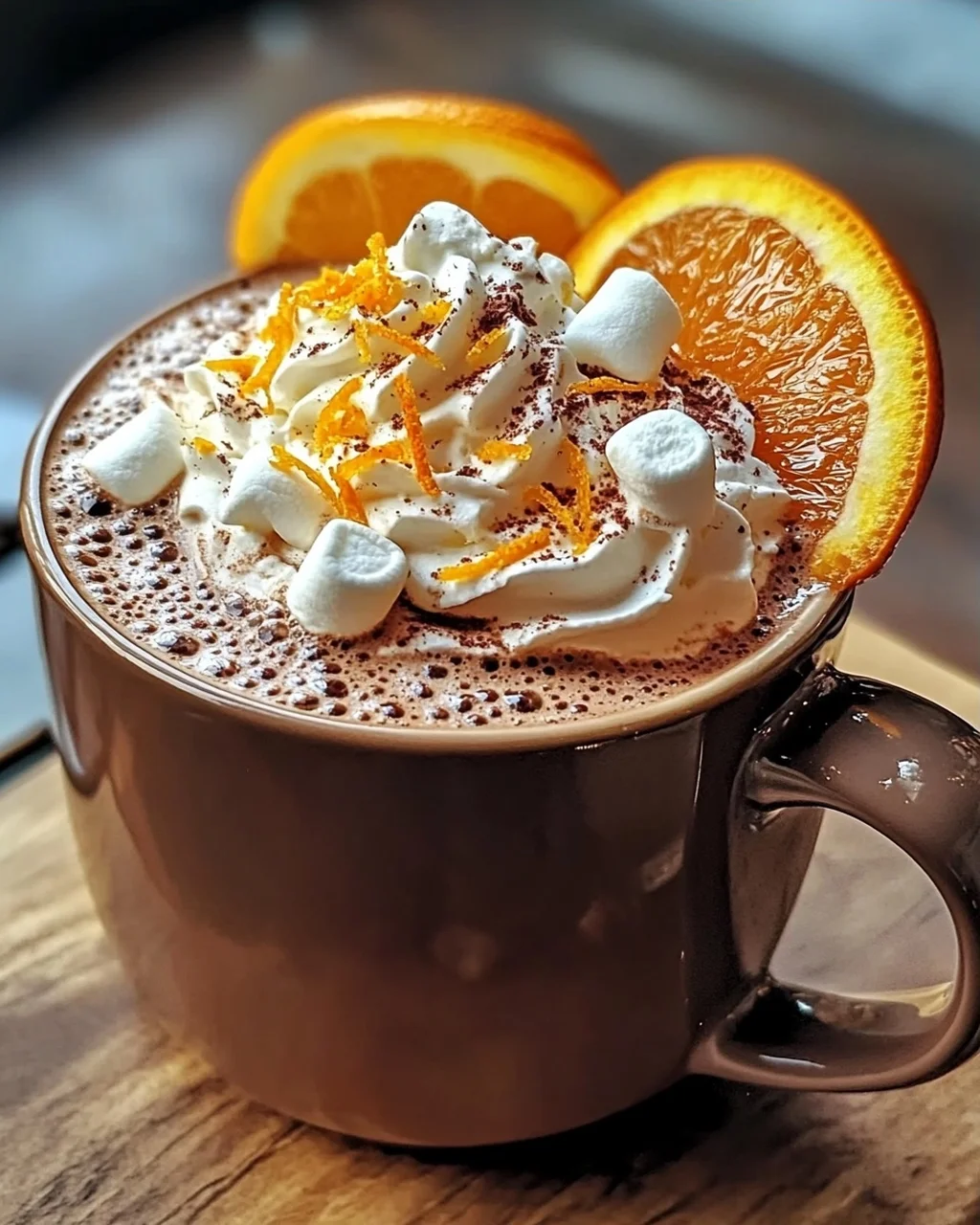 Orange heiße Schokolade für kalte Tage genießen