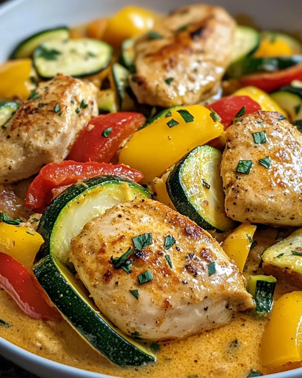Paprika Zucchini Sahne Hähnchen