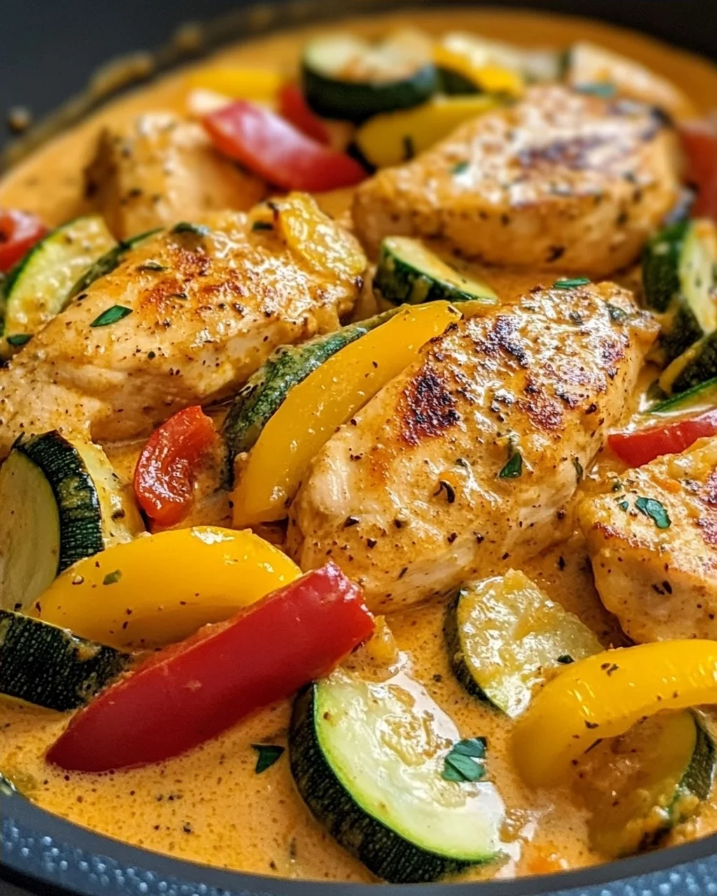 Paprika Zucchini Sahne Hähnchen