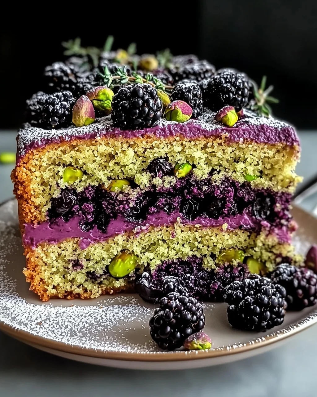 Pistazien- und Brombeeren-Olivenölkuchen für Feinschmecker