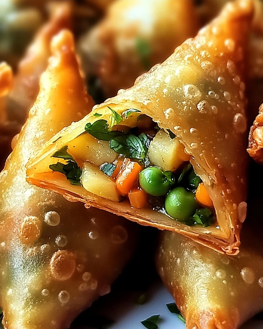 Reis-Papier-Samosas mit würziger Gemüsefüllung