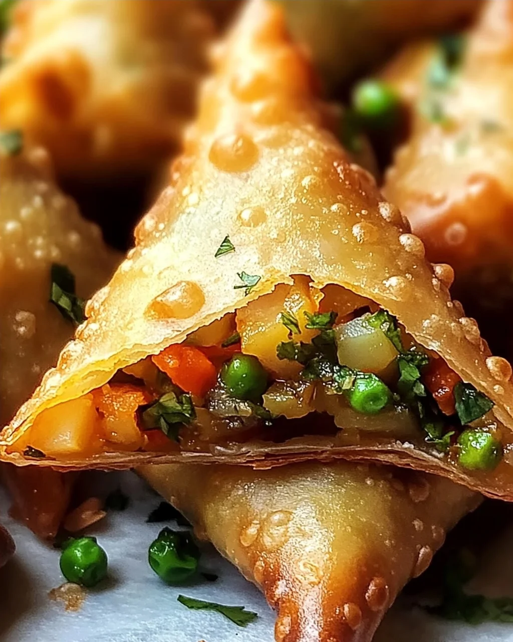 Reis-Papier-Samosas mit würziger Gemüsefüllung