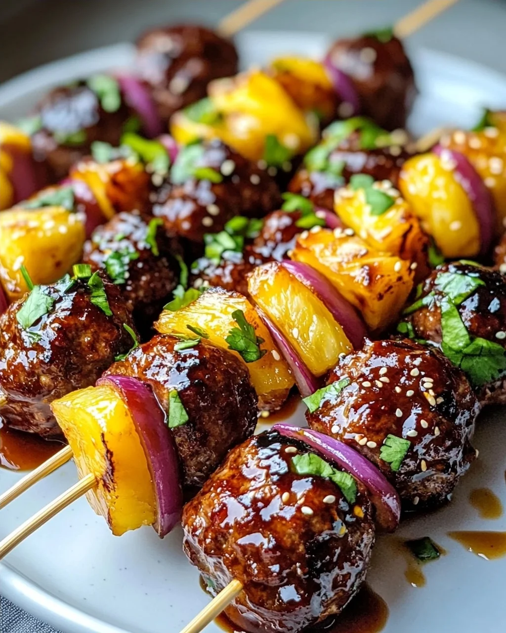 Rezept: Teriyaki Ananas Fleischbällchen-Spieße – Schnell & Lecker!