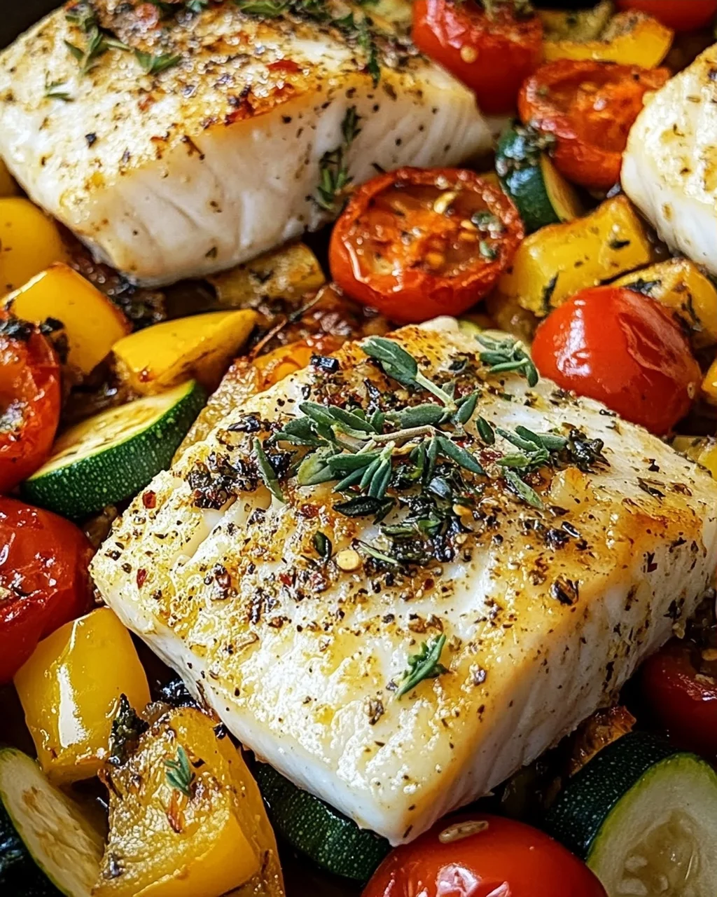 Rezept für mediterran gebackene Fischfilets mit Gemüse