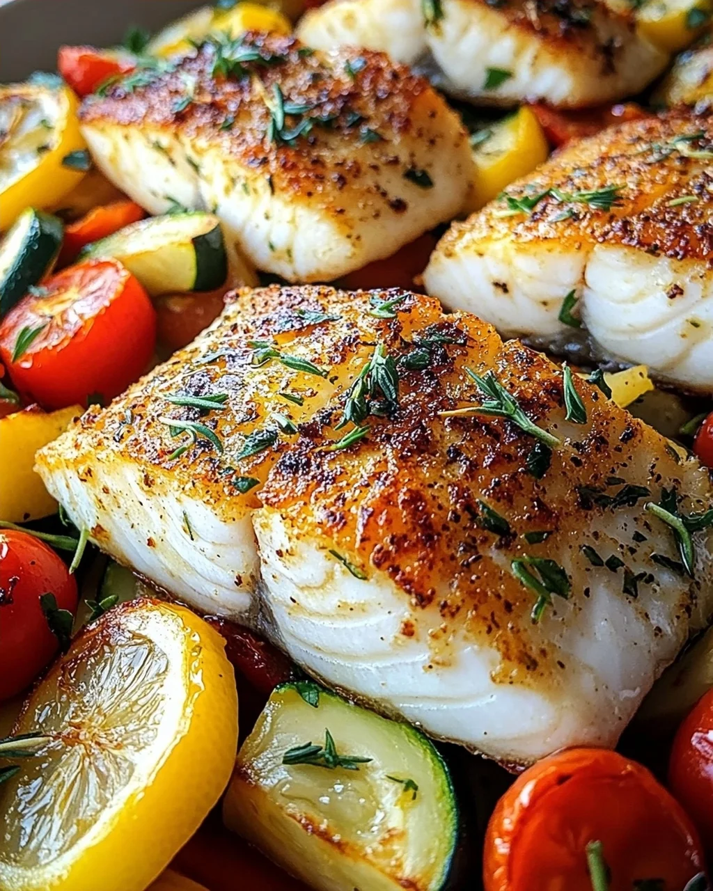 Rezept für mediterran gebackene Fischfilets mit Gemüse