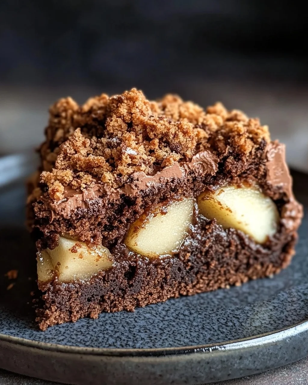 Saftiger Schokoladen-Birnenkuchen mit Schoko-Streuseln