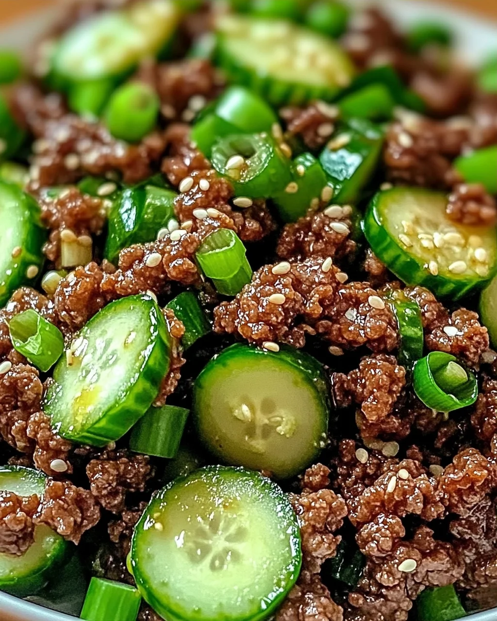 Scharfes Keto Koreanisches Hackfleisch mit Gurkensalat
