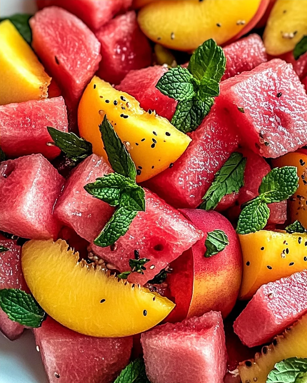 Sommerpfirsich-Wassermelonen-Salat für heiße Tage