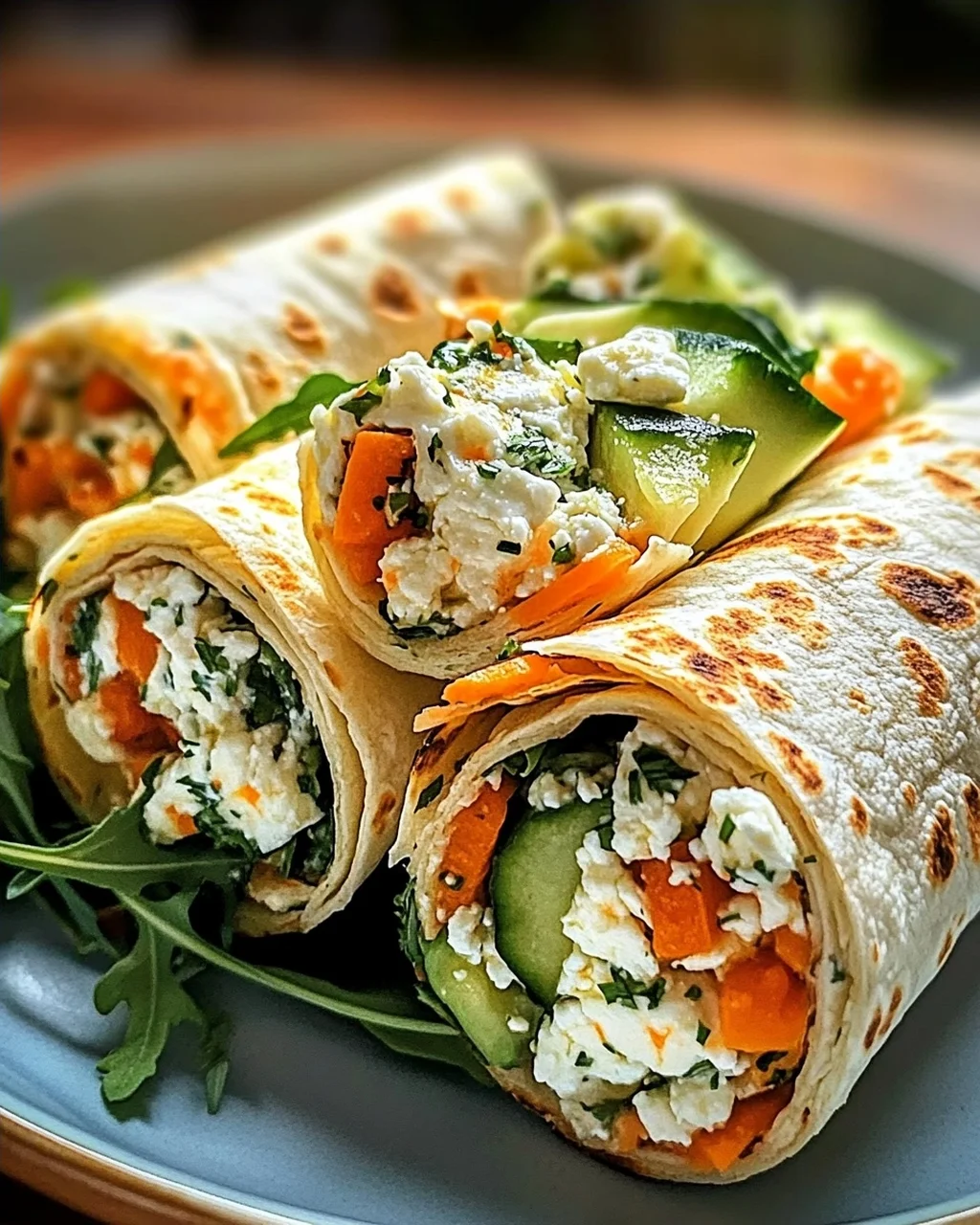 Tortilla-Rollen mit Feta