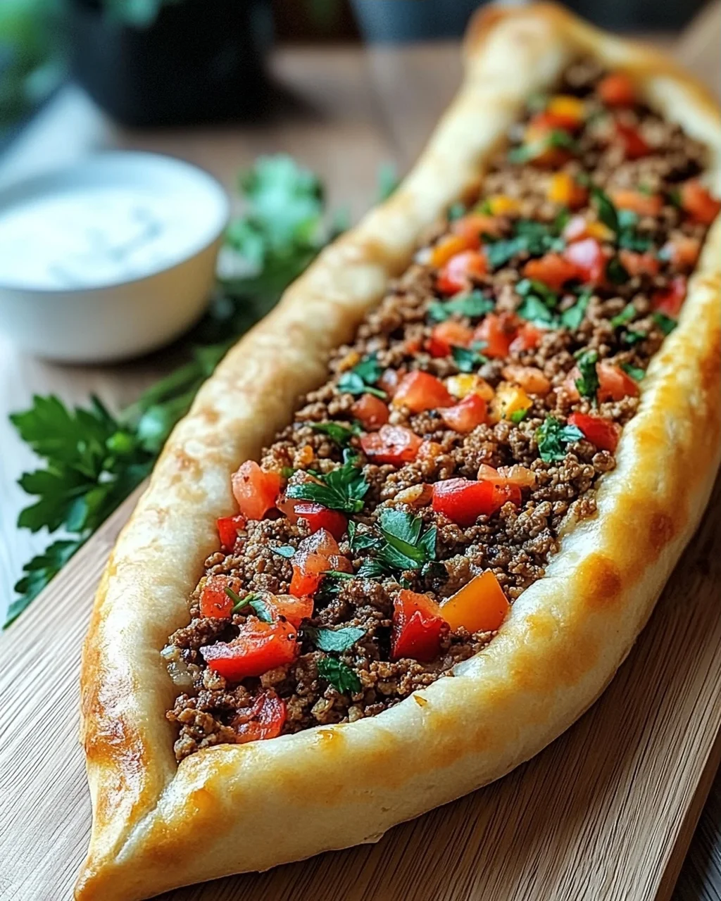 Türkische Pide mit Hackfleisch