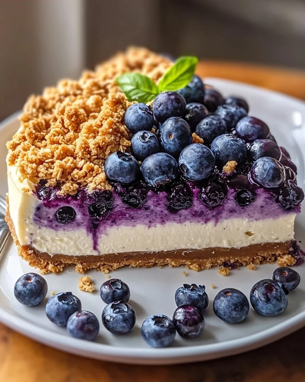 Veganer Blaubeer-Crumble-Cheesecake mit Cashew-Creme Rezept