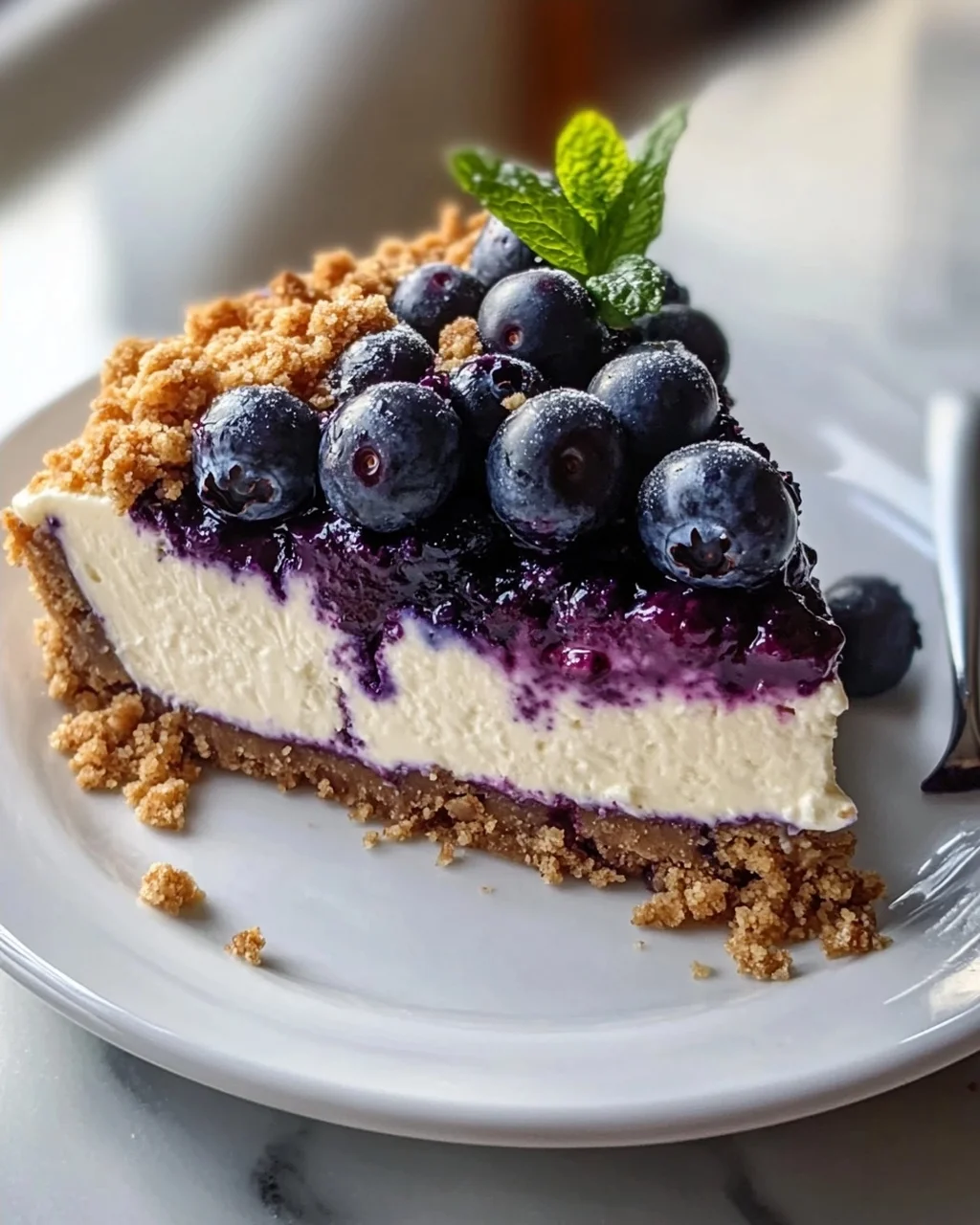 Veganer Blaubeer-Crumble-Cheesecake mit Cashew-Creme Rezept