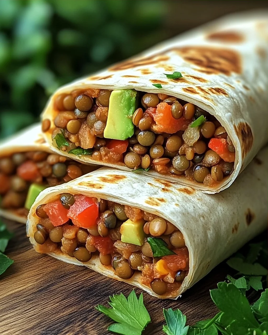 Vegetarische Burritos mit Linsen und Walnüssen