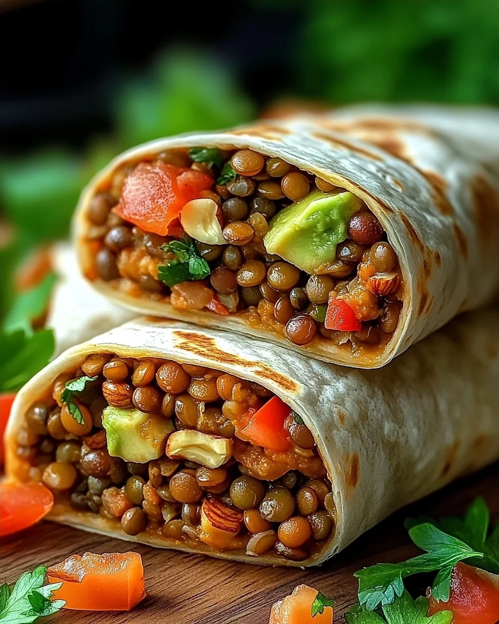 Vegetarische Burritos mit Linsen und Walnüssen